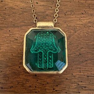 Lucky Brand | Reversible Hamsa Crystal Pendant Necklace | 19” Adjustable